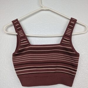 NWOT spiritual gangster striped burgundy sports bra